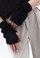 Women Black Gloves with Plush Detail