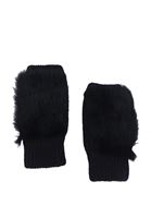 Women Black Gloves with Plush Detail