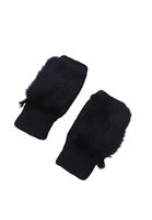 Women Black Gloves with Plush Detail