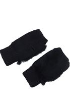 Women Black Gloves with Plush Detail