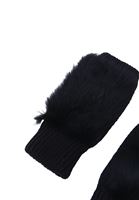 Women Black Gloves with Plush Detail