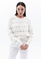 Women Cream Soft Touch Tassled Sweater