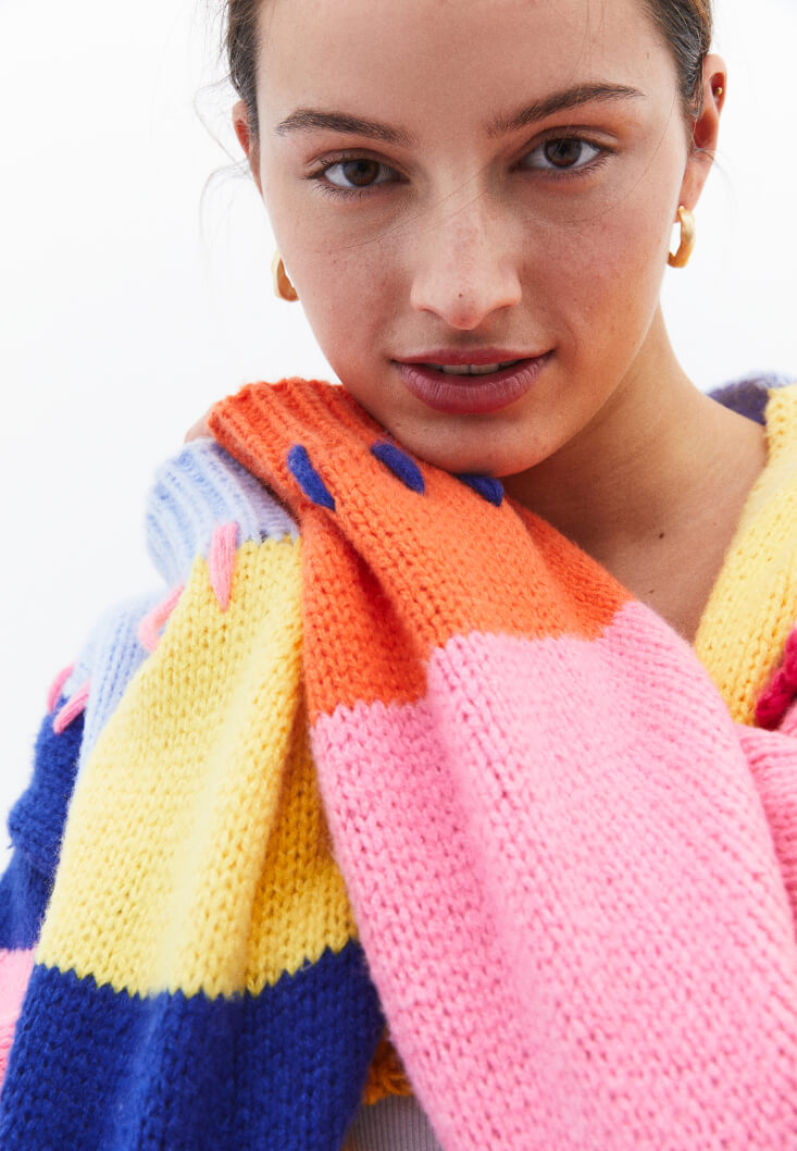 Women Mixed Oversize Knitwear Cardigan