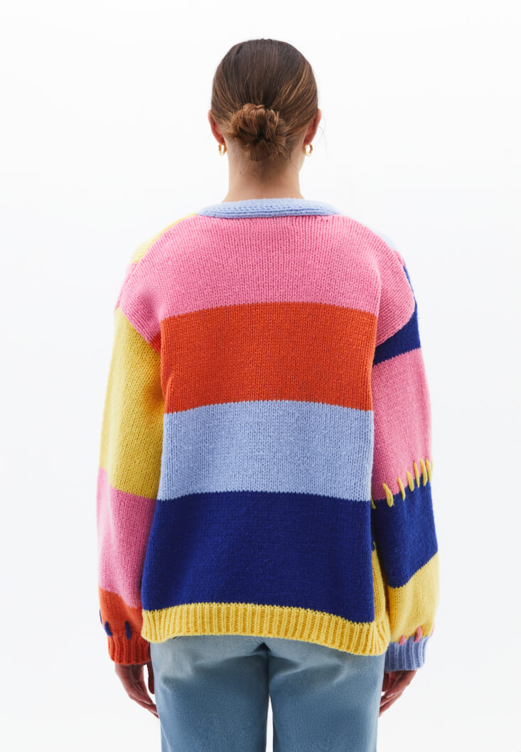 Women Mixed Oversize Knitwear Cardigan