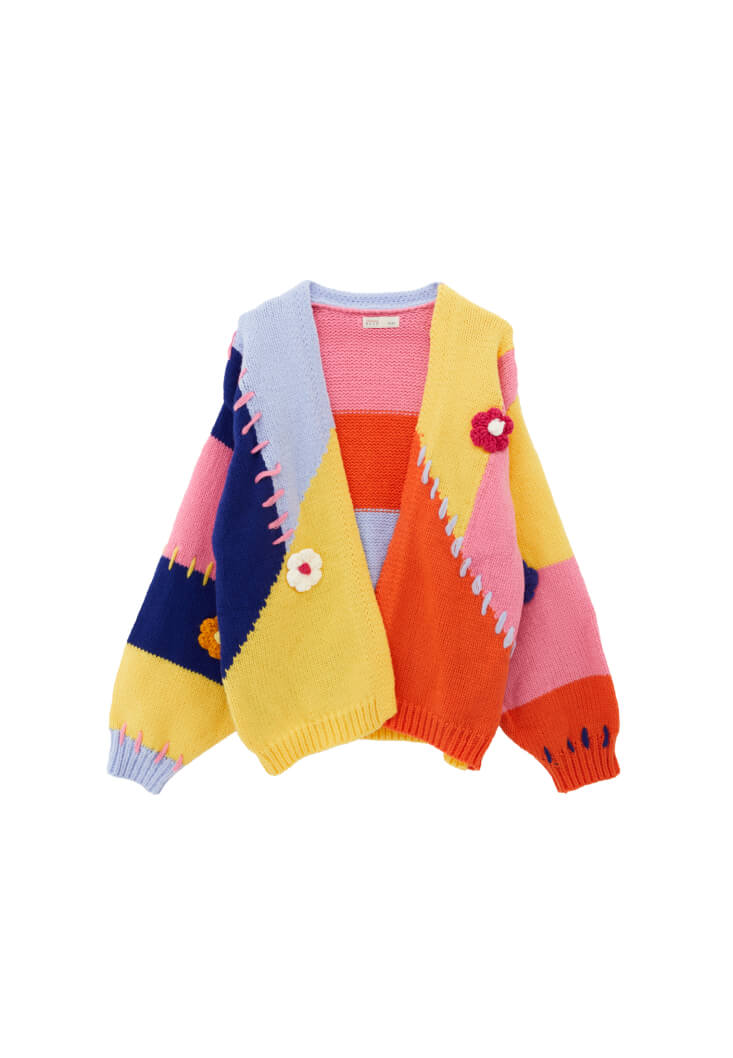 Women Mixed Oversize Knitwear Cardigan
