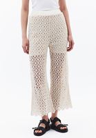 Bayan Bej Jakarlı Straight-Fit Pantolon