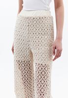 Bayan Bej Jakarlı Straight-Fit Pantolon