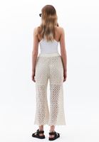 Bayan Bej Jakarlı Straight-Fit Pantolon