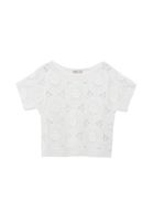 Bayan Krem Bot Yaka Jakarlı Crop Bluz