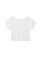 Bayan Krem Bot Yaka Jakarlı Crop Bluz