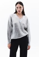 Women Silver V-Neck Silvery Sweater