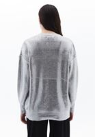 Women Silver V-Neck Silvery Sweater