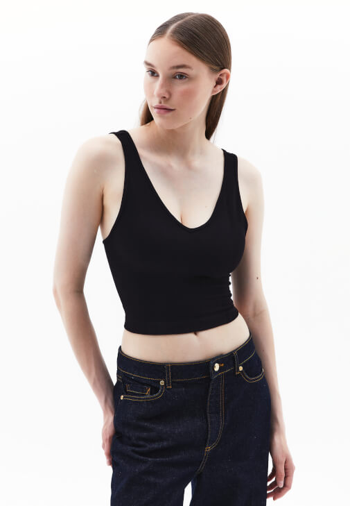 Seamless Crop Top ve Boyfriend Pantolon Kombini