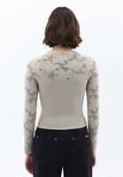 Women Beige Boat Neck Lace T-Shirt