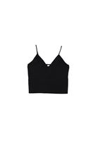 Women Black V-neck Seamless Crop Singlet