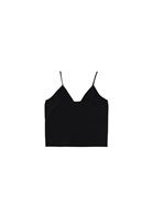 Women Black V-neck Seamless Crop Singlet