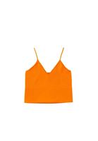 Women Orange V-neck Seamless Crop Singlet