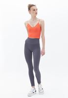 Women Orange V-neck Seamless Crop Singlet