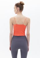 Women Orange V-neck Seamless Crop Singlet