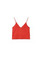 Women Orange V-neck Seamless Crop Singlet