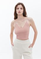 Women Pink V-neck Seamless Crop Singlet