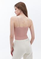 Women Pink V-neck Seamless Crop Singlet