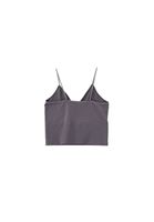 Women Grey V-neck Seamless Crop Singlet