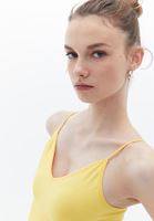 Women Yellow V-neck Seamless Crop Singlet