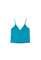 Women Blue V-neck Seamless Crop Singlet