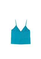 Women Blue V-neck Seamless Crop Singlet