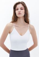 Women White V-neck Seamless Crop Singlet