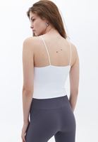 Women White V-neck Seamless Crop Singlet