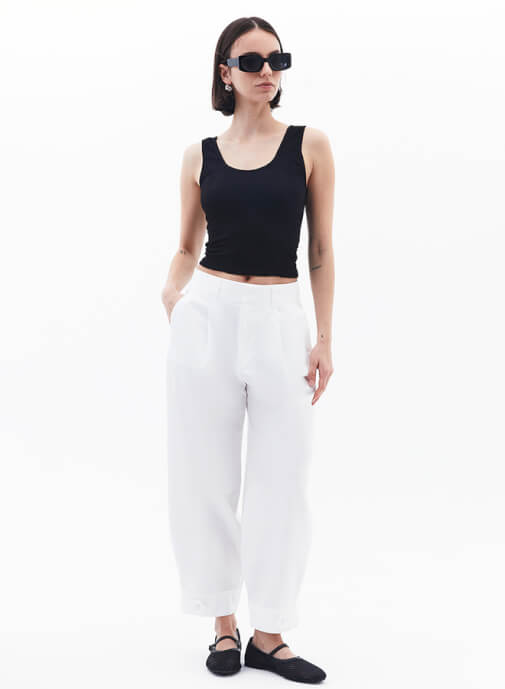 Seamless Crop Top ve Barrel-Fit Pantolon Kombini