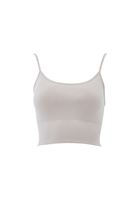 Women Beige Tencel Strap Crop Top