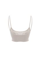Women Beige Tencel Strap Crop Top