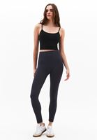 Women Black Tencel Strap Crop Top