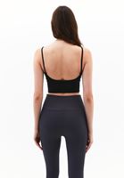 Women Black Tencel Strap Crop Top