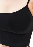 Women Black Tencel Strap Crop Top
