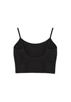 Women Black Tencel Strap Crop Top