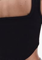 Women Black Scope Neck Seamless Crop