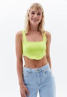 Women Green Scope Neck Seamless Crop