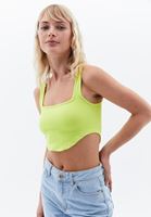 Women Green Scope Neck Seamless Crop