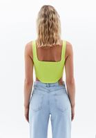 Women Green Scope Neck Seamless Crop