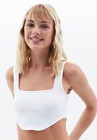 Women White Scope Neck Seamless Crop