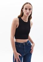 Crop Atlet ve Denim Wide-Leg Pantolon Kombini