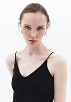 Women Black Crop Singlet with Thin Straps