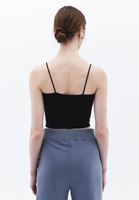 Women Black Crop Singlet with Thin Straps