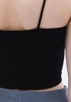 Women Black Crop Singlet with Thin Straps