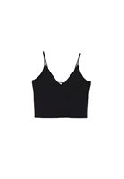 Women Black Crop Singlet with Thin Straps