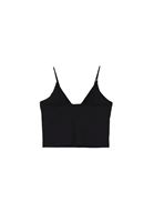 Women Black Crop Singlet with Thin Straps